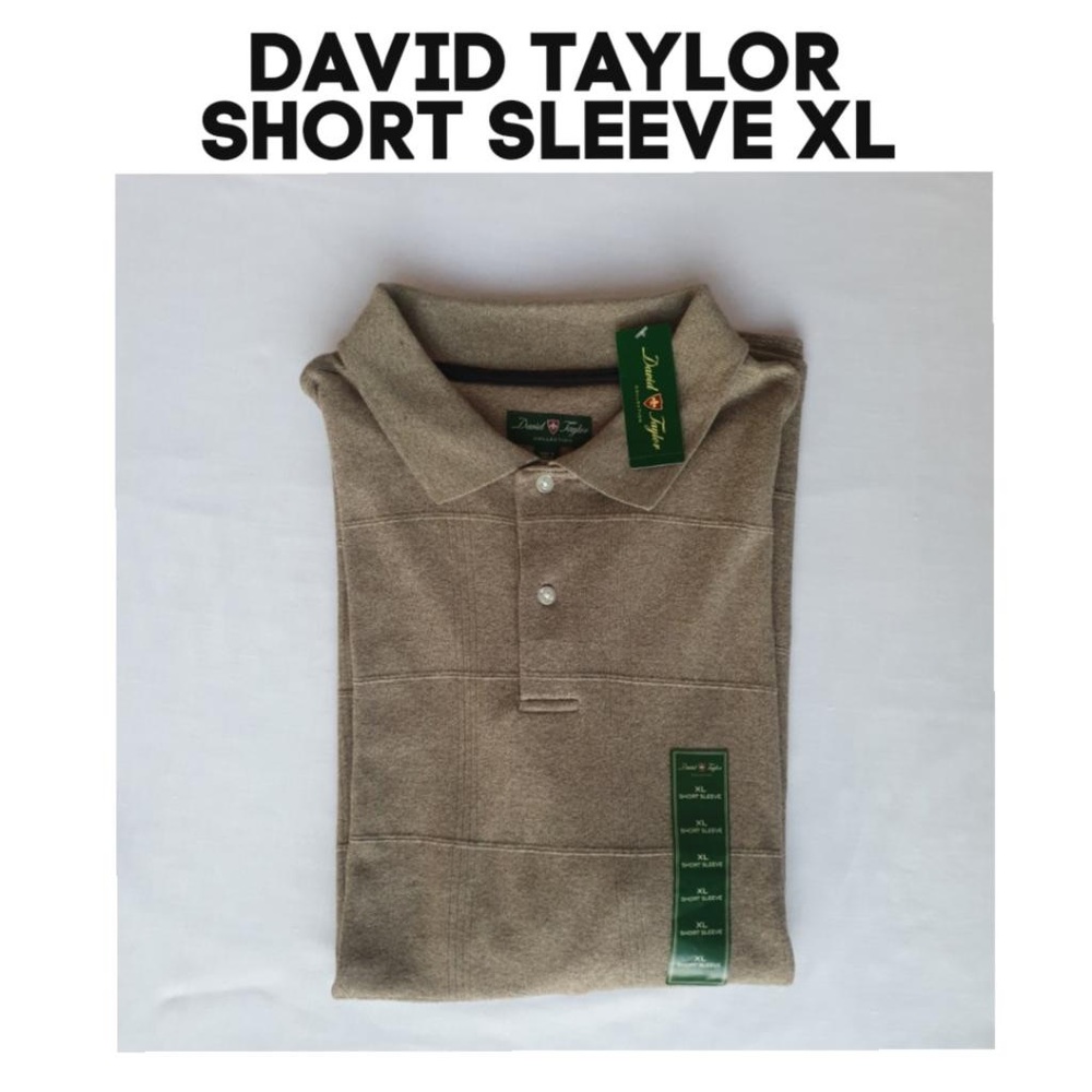 David Taylor Mens Short Sleeve Collar Polo Cotton Blend Shirt Light Brown Sz XL